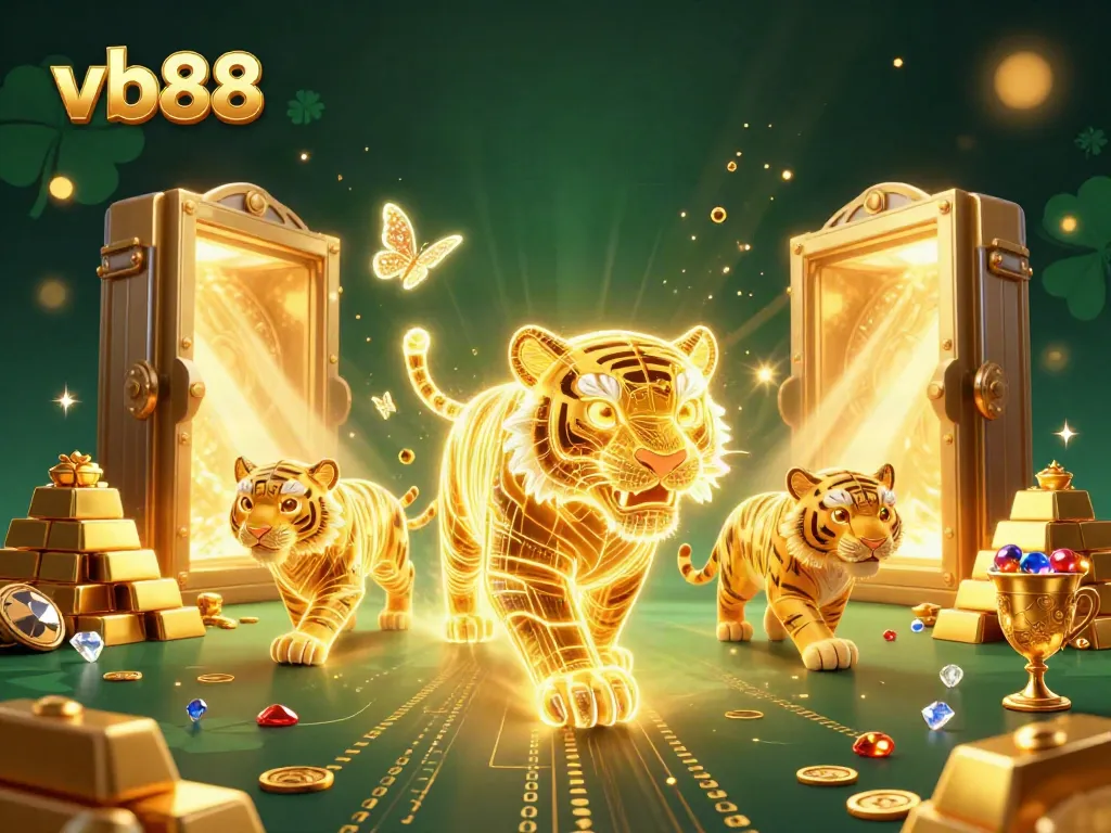 Experience thrilling winnings with vb88's digital casino adventure featuring dazzling elements and golden treasures.